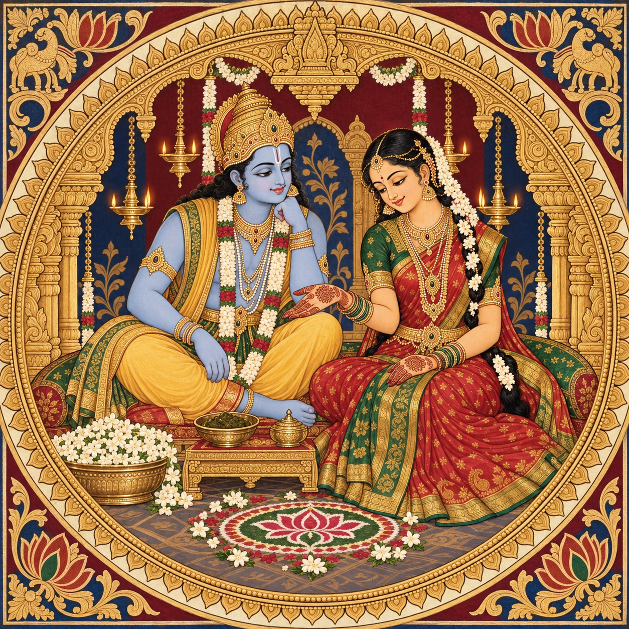Rama and Sita celebrating Mehndi